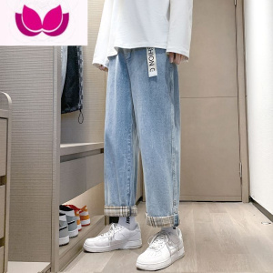 七斓oversize牛仔裤男款阔腿裤宽松直筒大码美式裤子高街休闲潮牌