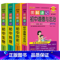 初中道德与法治历史地理生物4本 初中通用 [正版]2024版4本图解速记初中道德与法治历史地理生物通用pass绿卡七八九