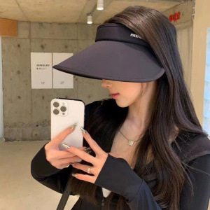 冰感大檐防晒帽女2026夏空顶面罩 户外防紫外线可折叠遮阳帽
