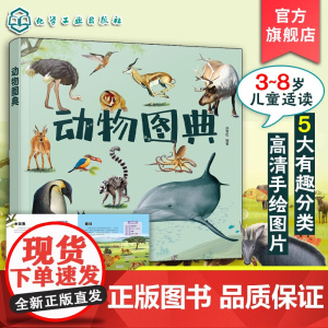 正版 动物图典 孙雪松 3-8岁儿童孩子幼儿园低年级一二三年级动物王国宝典科普读物图书籍 5大分类104种动物 真实手绘