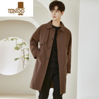 YANXU高端中长款风衣外套男2023新款黑色简约休闲感战壕大衣