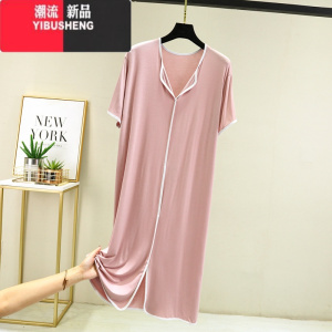 YIBUSHENG莫代尔休闲长裙女季宽松睡裙显瘦薄款打底裙大码洋气显瘦连衣裙