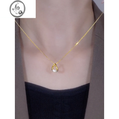 JiMi高级感轻奢金色锆石圆环项链女小众精致设计感简约百搭锁骨链颈链