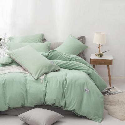 美帮汇全棉水洗棉四件套北欧简约全棉套件床单三件套果冻Y