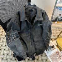 春秋新款美式高街pu皮夹克男休闲宽松百搭街头棒球服立领宽松外套