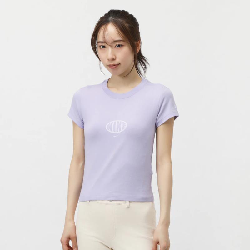 耐克(NIKE)女士夏季新款针织短袖T恤清新紫色经典白色深灰色可选