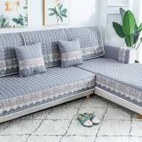 家柏饰(CORATED)四季通用防滑沙发垫坐垫子布艺全包萬能沙发套罩沙发盖布沙发巾 罗兰灰 110*180cm