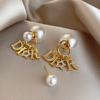 星星字母前后双面珍珠耳环2025新款高级感轻奢耳钉小香耳饰女送女朋友老婆情人节七夕生日礼物