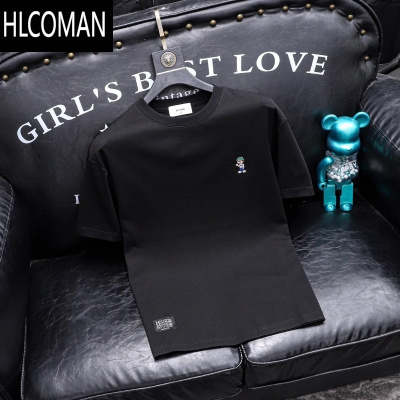 HLCOMAN短袖t恤男圆领半袖2025夏季新款印花男士体恤休闲百搭打底衫
