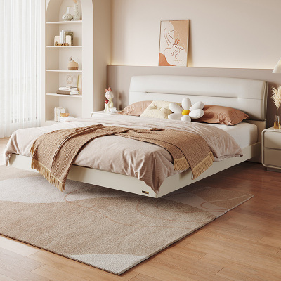 全友家居床现代简约双人床 科技布面料床卧室软包床屏双人床