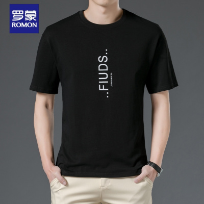 罗蒙（ROMON）短袖t恤男2021年夏季新款半袖衣服男商务休闲棉打底衫夏天男装翻领