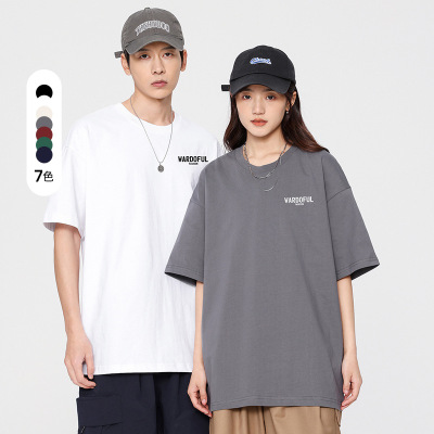 纯棉情侣T恤短袖印花青少年宽松休闲百搭打底衫潮牌上衣男女同款