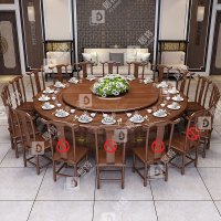 居将电动餐桌餐厅大圆桌转盘餐桌椅组合 2.6米圆桌 14把餐椅