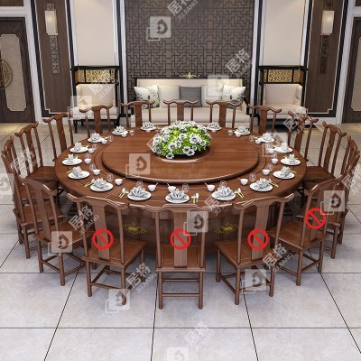 居将电动餐桌餐厅大圆桌转盘餐桌椅组合 2.6米圆桌 14把餐椅