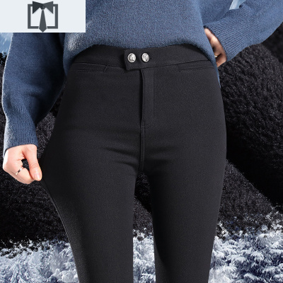 SUNTEK加绒打底裤女外穿秋冬季新款高腰弹力修身黑色小脚加厚魔术长裤子打底裤