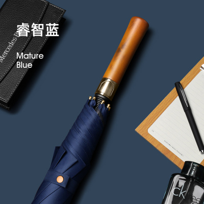 木杰商务礼品实木柄高尔夫自动雨伞广告定制长柄直杆晴雨两用伞超大号