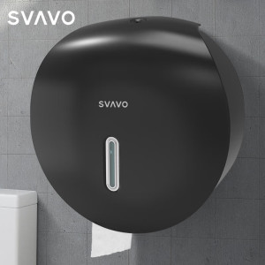 瑞沃双卷大卷纸盒壁挂卫生间手纸盒免打孔厕所卫生纸盒酒店大盘纸盒PL151065黑色可粘贴/可打孔 大卷纸架