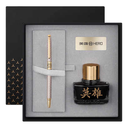 英雄钢笔H703金笔10K女学生练字墨水笔礼盒装礼物送礼女生复古书法