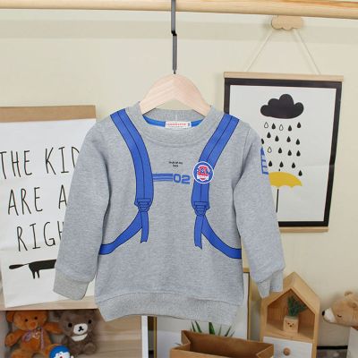 珂卡慕(KEKAMU)小男孩春天穿的衣服卫衣男童春秋薄款2020新款儿童汪汪队衣服长袖小童女宝宝宽松上衣灰色90cm