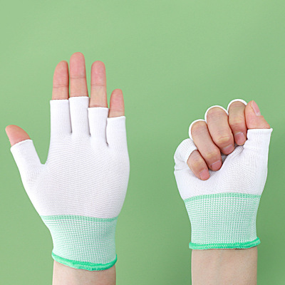 厚玖13针露5指尼龙半指手套/白色15g/1副