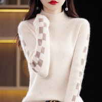 新款女貂绒衫秋冬款毛衫针织衫半高领毛衣打底衫时尚内搭上衣