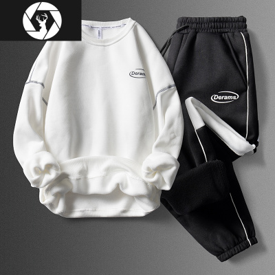 HongZun男士休闲套装冬季网红潮流加绒加厚一套运动服秋冬款时尚潮牌男装其他套装