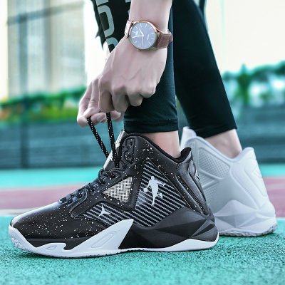 新款鸳鸯透气篮球鞋男高帮防滑耐磨球鞋学生厚底战靴青少年运动鞋