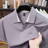 竹纤维剪刀领polo衫男款2026夏季新款休闲简约透气凉感短袖男T恤