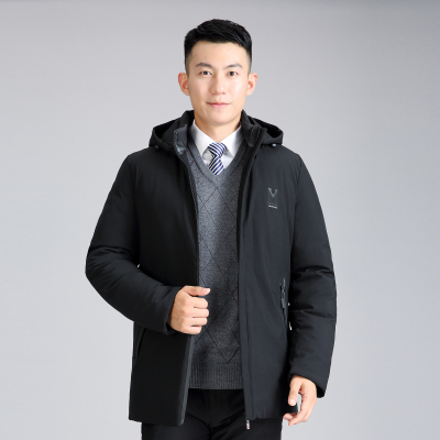 NEWLAKE冬装中老年男士长款羽绒棉棉服大码宽松连帽加厚过膝盖超长版大衣毛呢大衣