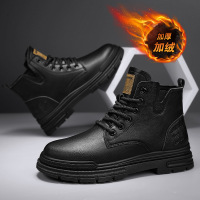 单鞋英伦风男士高帮马丁靴秋冬新款厚底增高皮面防风工装机车靴男