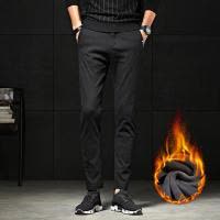 2018冬季新款韩版加绒休闲裤男式修身青年长裤男士小脚裤子保暖
