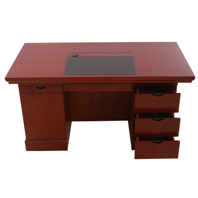 易企采 1.6米电脑桌中式简约办公电脑桌老板桌经理桌贴实木皮经理办公桌财务桌行政桌教师办公桌