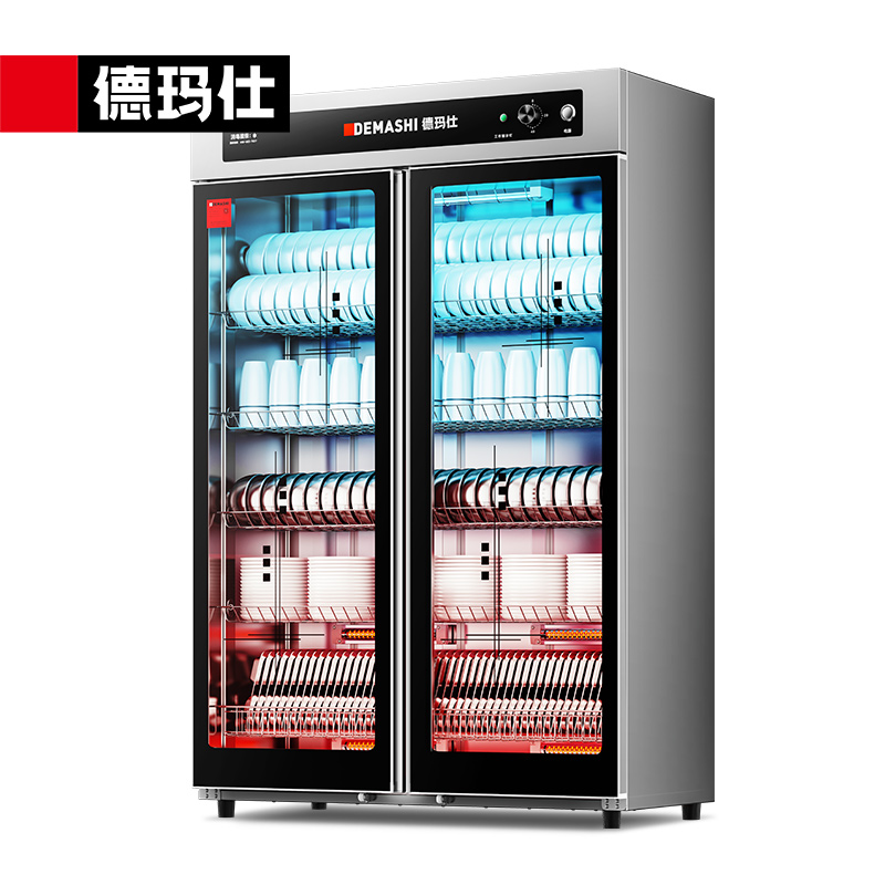 德玛仕DEMASHI消毒柜商用 紫外线消毒 不锈钢双开门立式消毒柜大容量酒店饭店食堂消毒碗柜XDZ800-A1