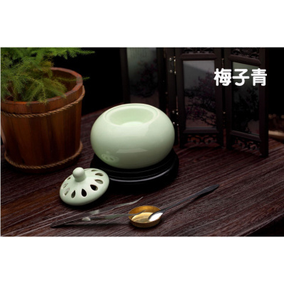 电子熏香炉电子香薰炉插电香炉陶瓷调温定时米魁檀香沉香精油薰香炉定时调温梅子青