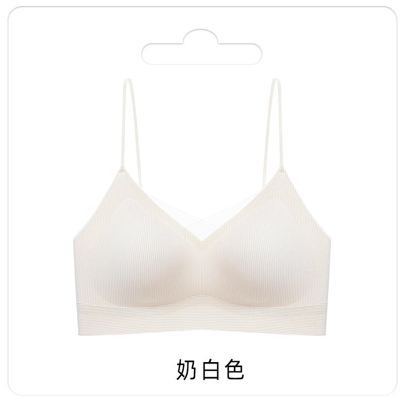 猫人细肩带内衣夏季薄款美背一字无痕抹胸吊牌背心一体式聚拢文胸