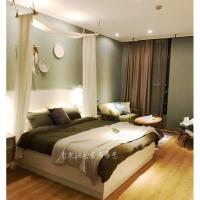 美帮汇短木吊杆纱幔东亚风美式民宿客栈中式四柱双人麻纱床幔床帘带杆