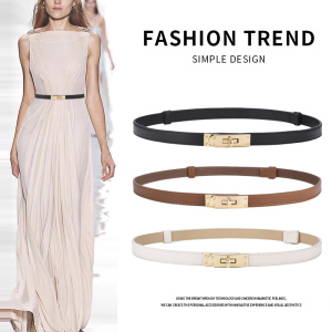 啄木鸟女士皮带细款2025新款配连衣裙子真皮高级感牛皮装饰裤腰带