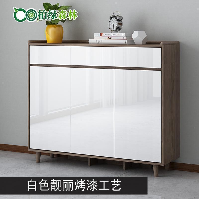 森美人中式家用口实木鞋柜玄关柜北欧大容量收纳柜子简约现代储物柜