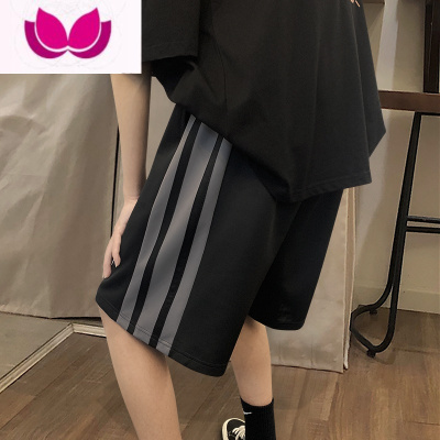 七斓夏季休闲短裤男韩版潮流宽松条纹运动裤ins港风潮牌学生五分裤子