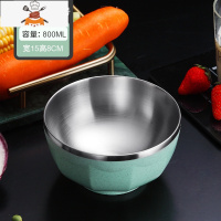碗碟套装家用单个304不锈钢餐具套装儿童饭碗盘汤面碗筷勺子组合 敬平 北欧绿大号[800ml]