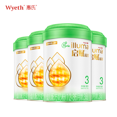 惠氏启赋有机蕴萃幼儿配方奶粉(12-36月龄)3段900g克4罐装