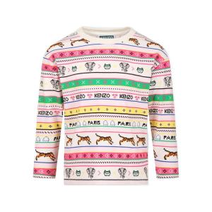 高田贤三(Kenzo)女孩运动卫衣带徽标长袖圆领棉氨纶拼接时尚休闲