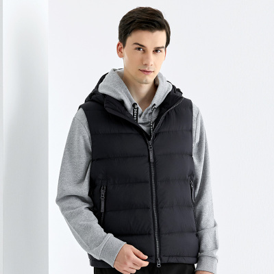 坦博尔2020新款羽绒马甲男可脱卸帽外穿马夹保暖休闲男外套TA200009