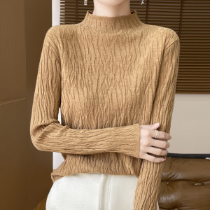 24秋冬新套头毛衣女安迪绒半高领针织打底衫女修身韩版厂