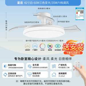 雷士照明简约现代餐厅风扇灯吊扇灯隐形电扇饭厅客厅灯具