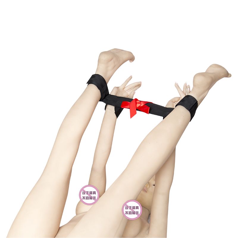 桃色缘 海棉尼龙款强制M字分腿红蝴蝶结手腿铐 sm情趣用品男女用器具SM另类调教夫妻调情成人性玩具 尼龙款蝴蝶结手腿铐