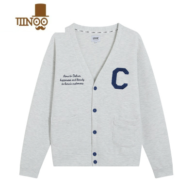 YANXULAMC丨毛巾绣C标针织开衫男女情侣宽松休闲韩版外套秋学院风