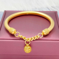 镀金古法传承宫铃手镯女实心沙金仿真假黄金越南沙金铃铛结婚饰品送女朋友老婆情人节七夕生日礼物