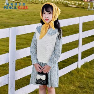 [1件3折]秋季新款女童长袖连衣裙儿童裙子娃娃领休闲百搭碎花连衣裙