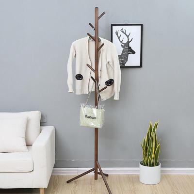 实木衣帽架落地衣架卧室衣服架子家用简易单杆式房间挂衣架榉木